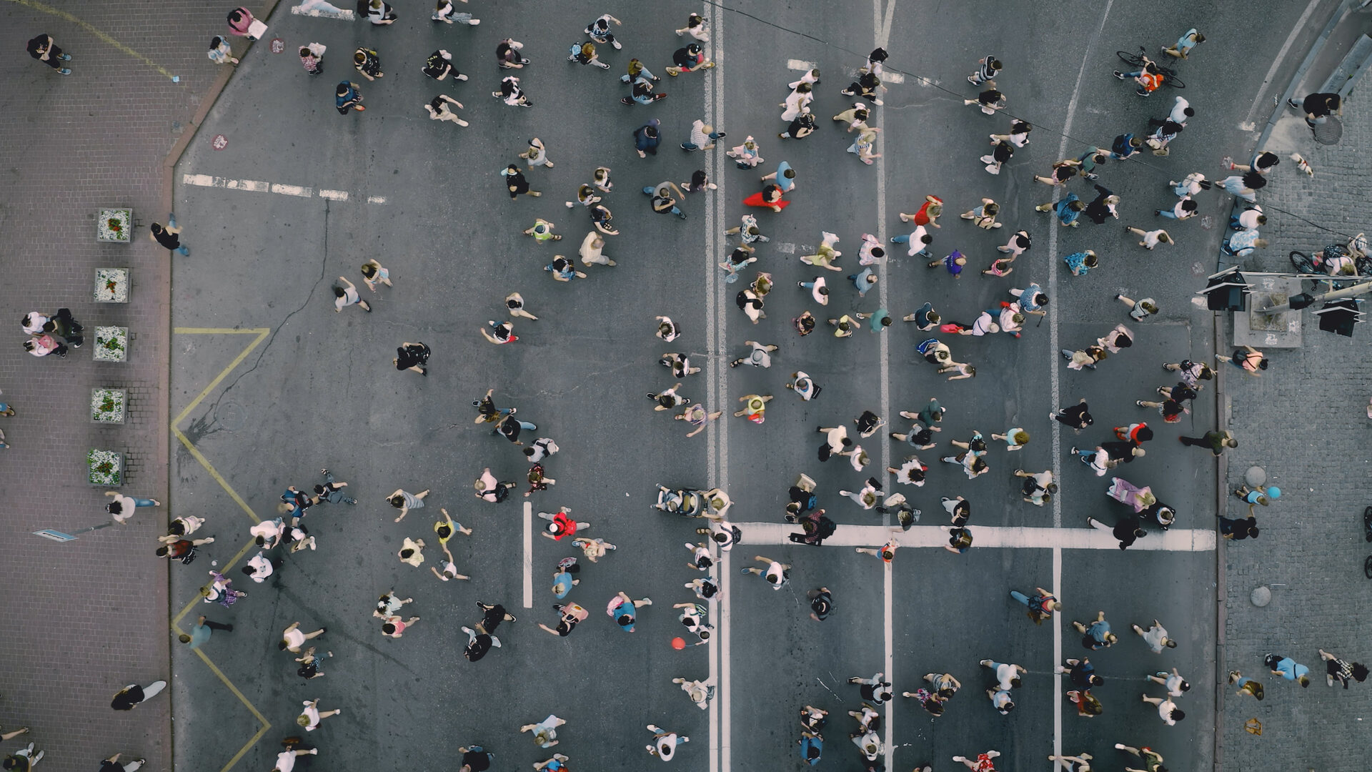 Aerial view of a crowd